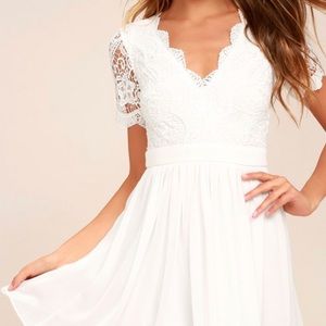Lulu’s White lace skater dress!